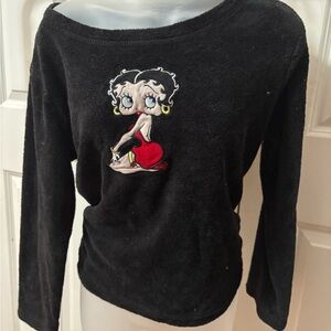 Black Long Sleeve Top with Betty Boop Design